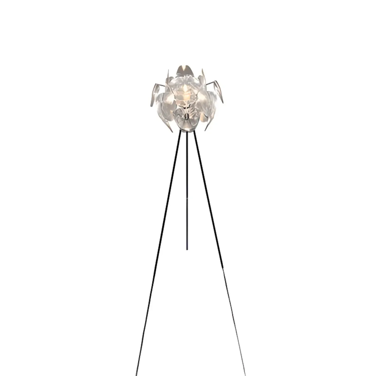 Modern Clear Acrylic Chrome Tripod Floor Lamp Image - 14