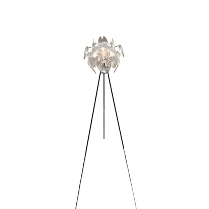 Modern Clear Acrylic Chrome Tripod Floor Lamp Image - 14