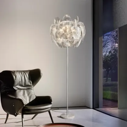 Modern Clear Acrylic Chrome Tripod Floor Lamp Image - 5