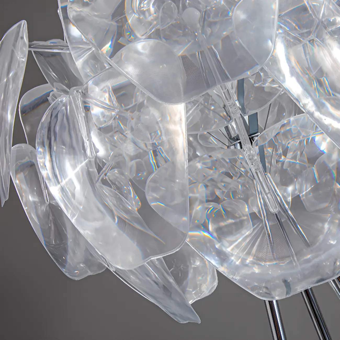 Modern Clear Acrylic Chrome Tripod Floor Lamp Image - 9 | homeyfad