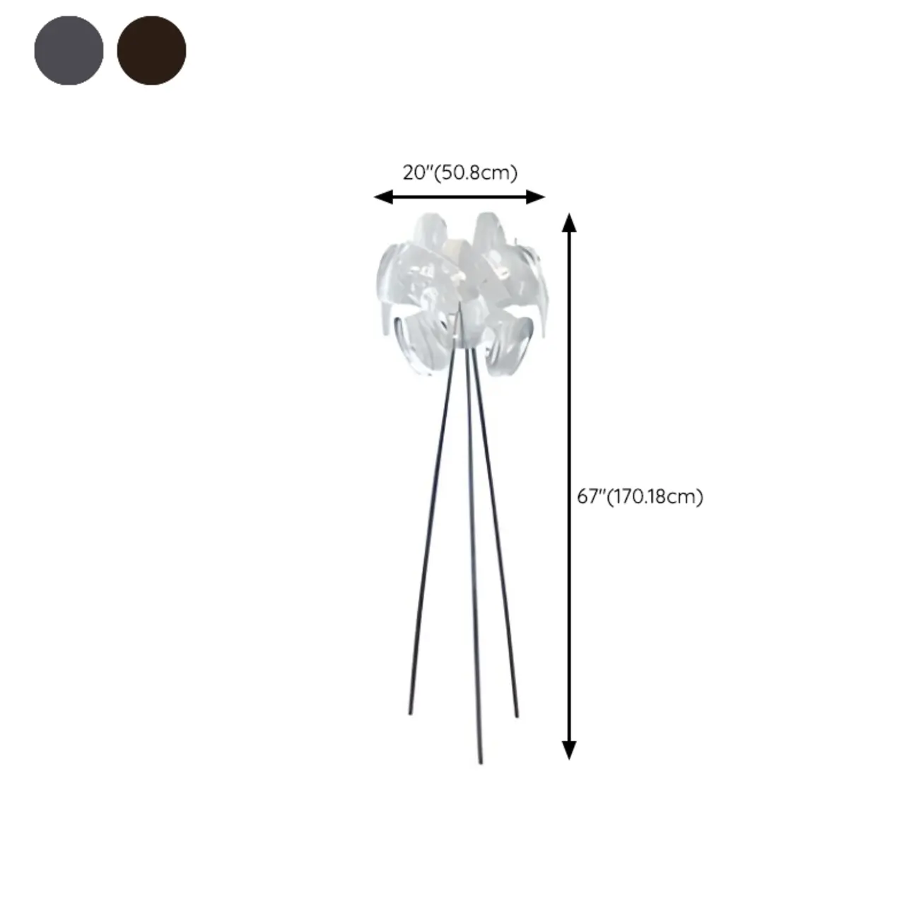 Modern Clear Acrylic Chrome Tripod Floor Lamp #size | homeyfad