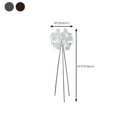 Modern Clear Acrylic Chrome Tripod Floor Lamp #size