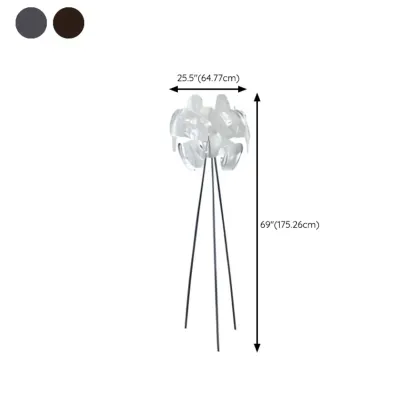 Modern Clear Acrylic Chrome Tripod Floor Lamp Image - 21