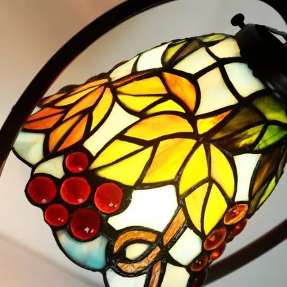 Vintage Stained Glass Heart Shape Table Lamp in Iron Base Image - 3
