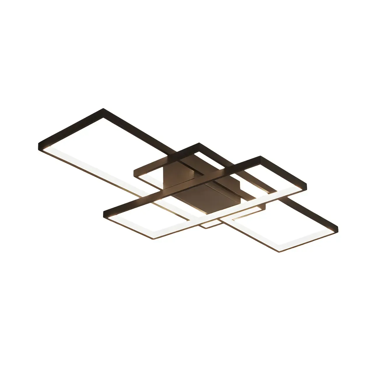 Black Square Metal Modern Semi Flush Ceiling Light Image - 5