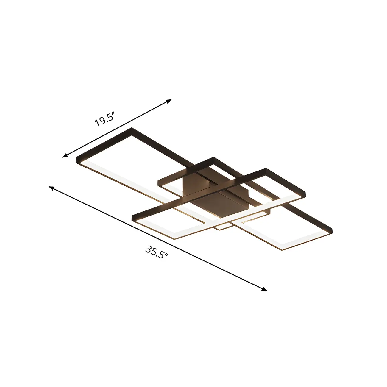 Black Square Metal Modern Semi Flush Ceiling Light Image - 6 | homeyfad