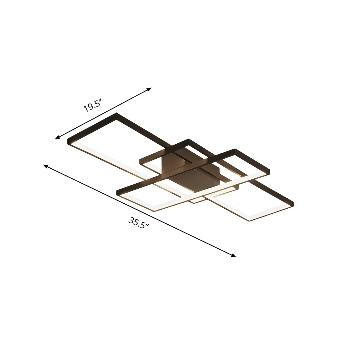 Black Square Metal Modern Semi Flush Ceiling Light Image - 6