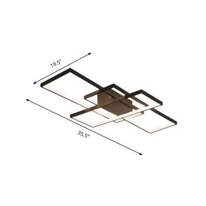 Black Square Metal Modern Semi Flush Ceiling Light Image - 6