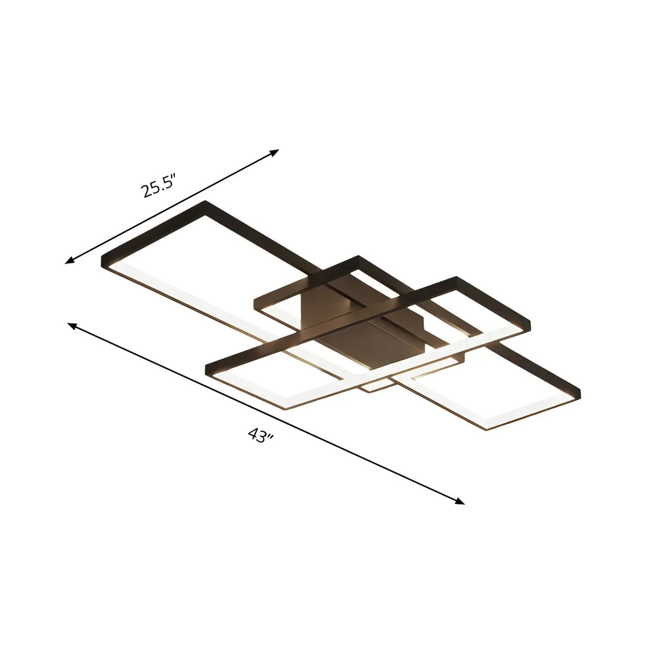 Black Square Metal Modern Semi Flush Ceiling Light Image - 7