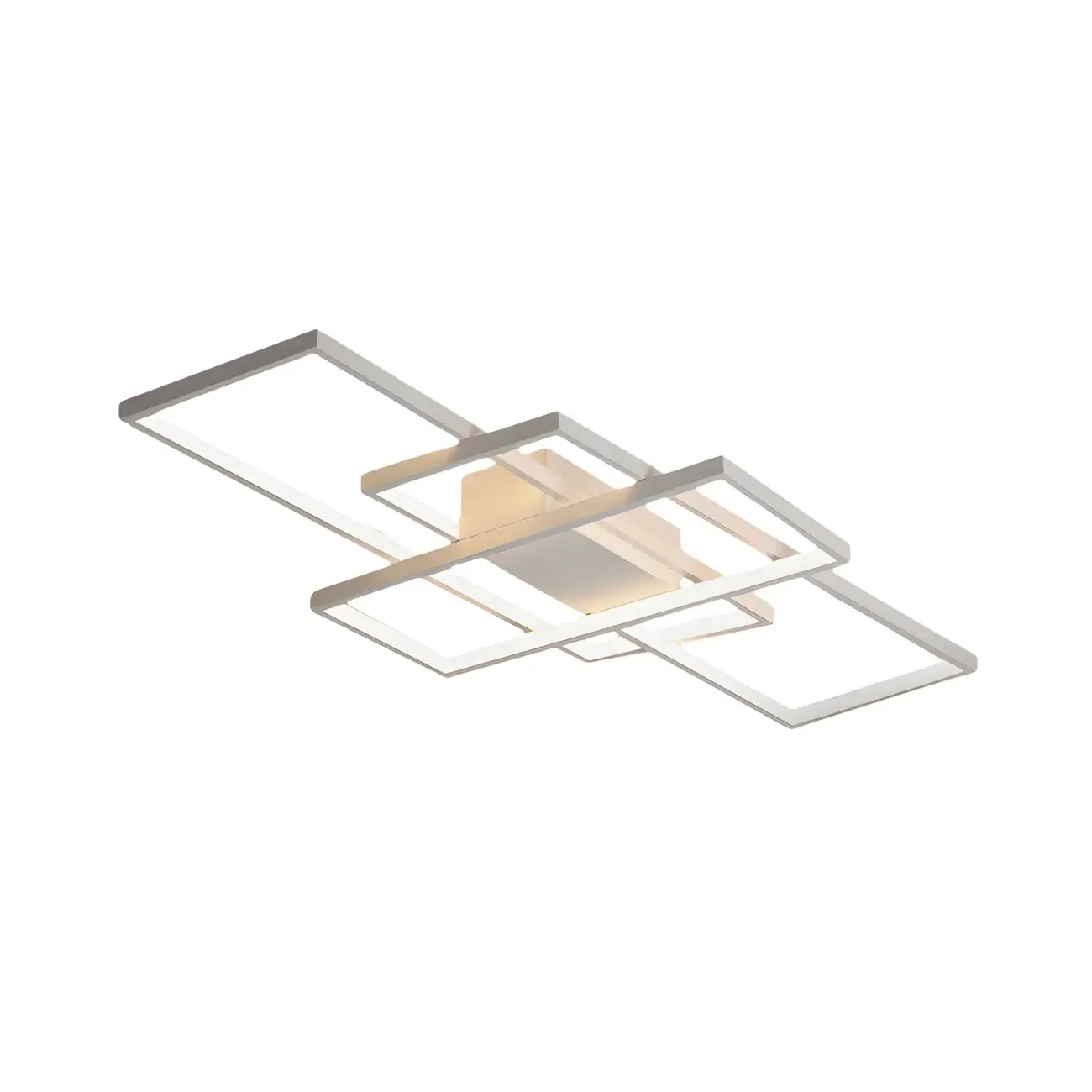 Black Square Metal Modern Semi Flush Ceiling Light Image - 10