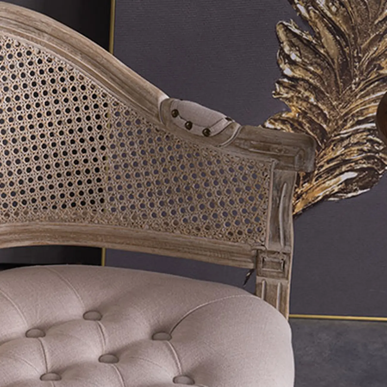 Rustic Rattan Upholstered Wood Dining Chair Image - 6 | homeyfad