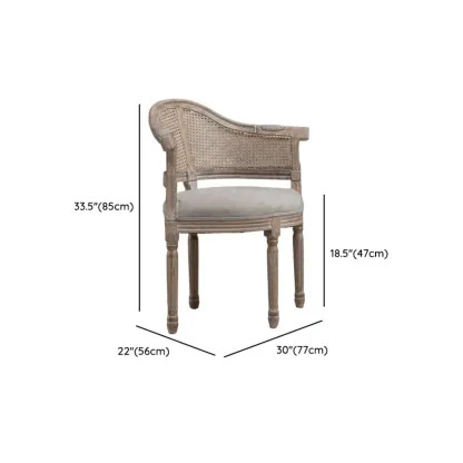 Rustic Rattan Upholstered Wood Dining Chair #size