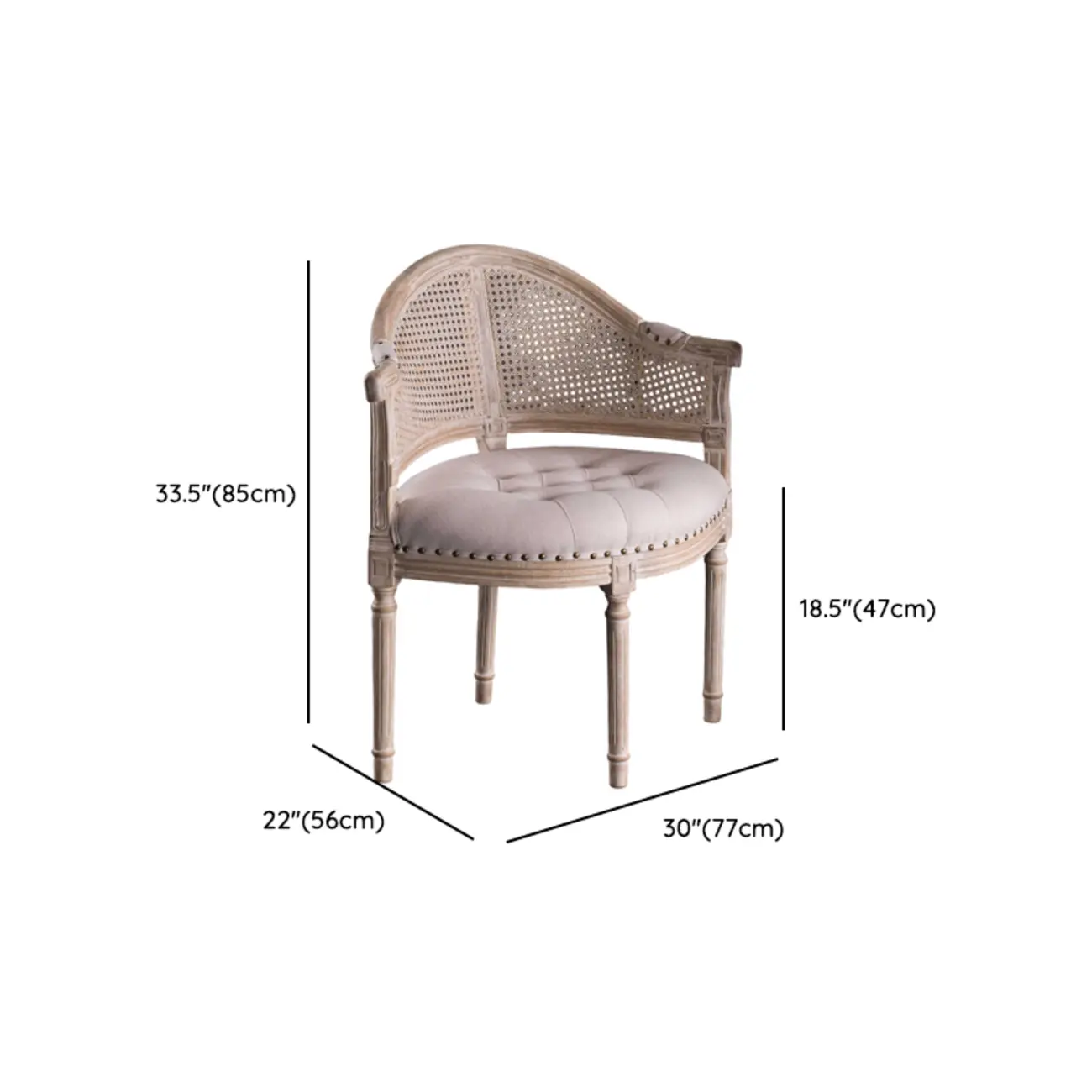 Rustic Rattan Upholstered Wood Dining Chair Image - 9 | homeyfad