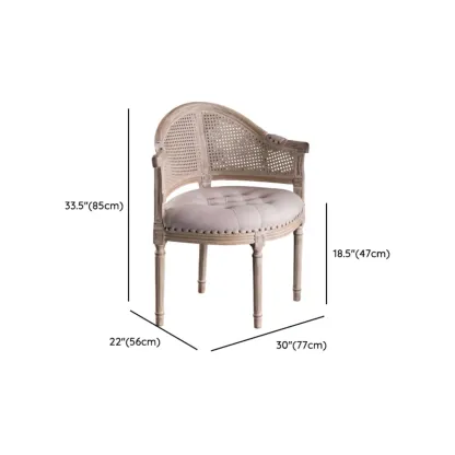 Rustic Rattan Upholstered Wood Dining Chair Image - 9