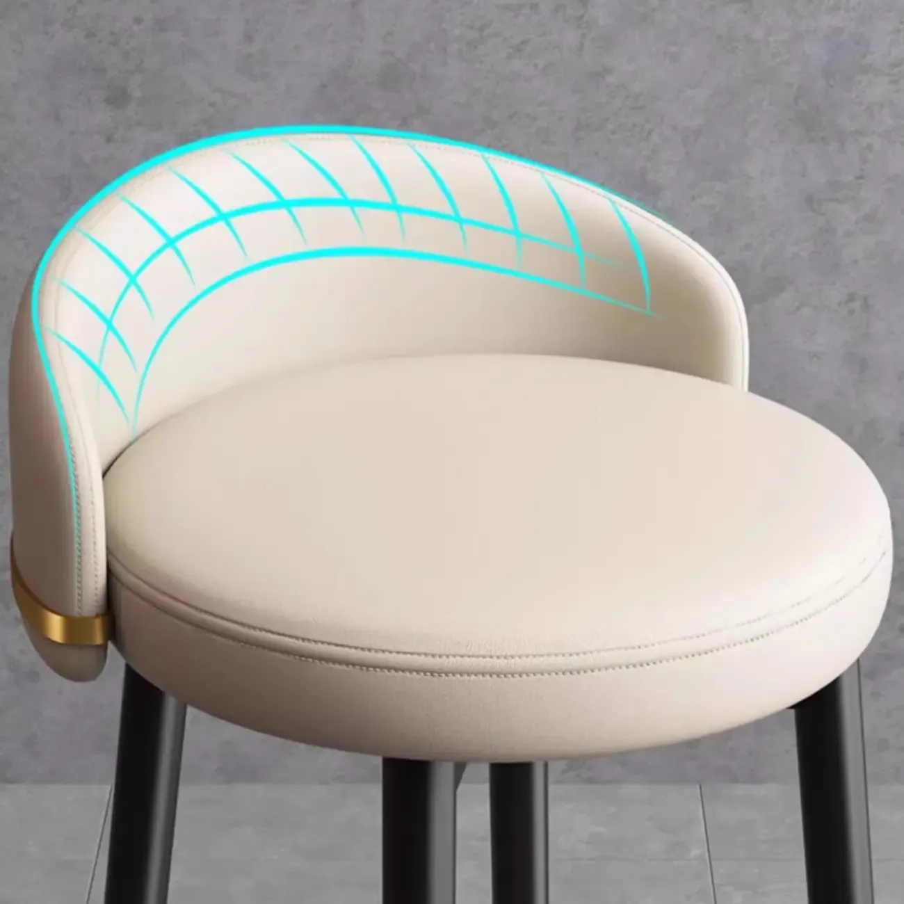  Leather Low Back Counter Bar Stool with Back and Foot Pedestal Image - 13