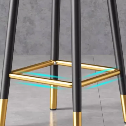  Leather Low Back Counter Bar Stool with Back and Foot Pedestal Image - 17