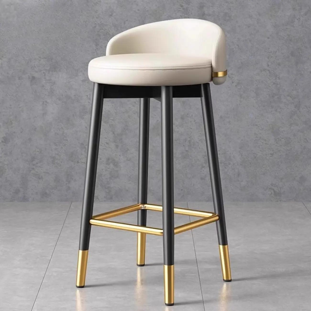  Leather Low Back Counter Bar Stool with Back and Foot Pedestal Image - 19 | homeyfad