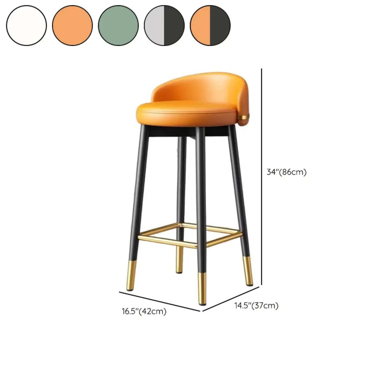  Leather Low Back Counter Bar Stool with Back and Foot Pedestal Image - 21
