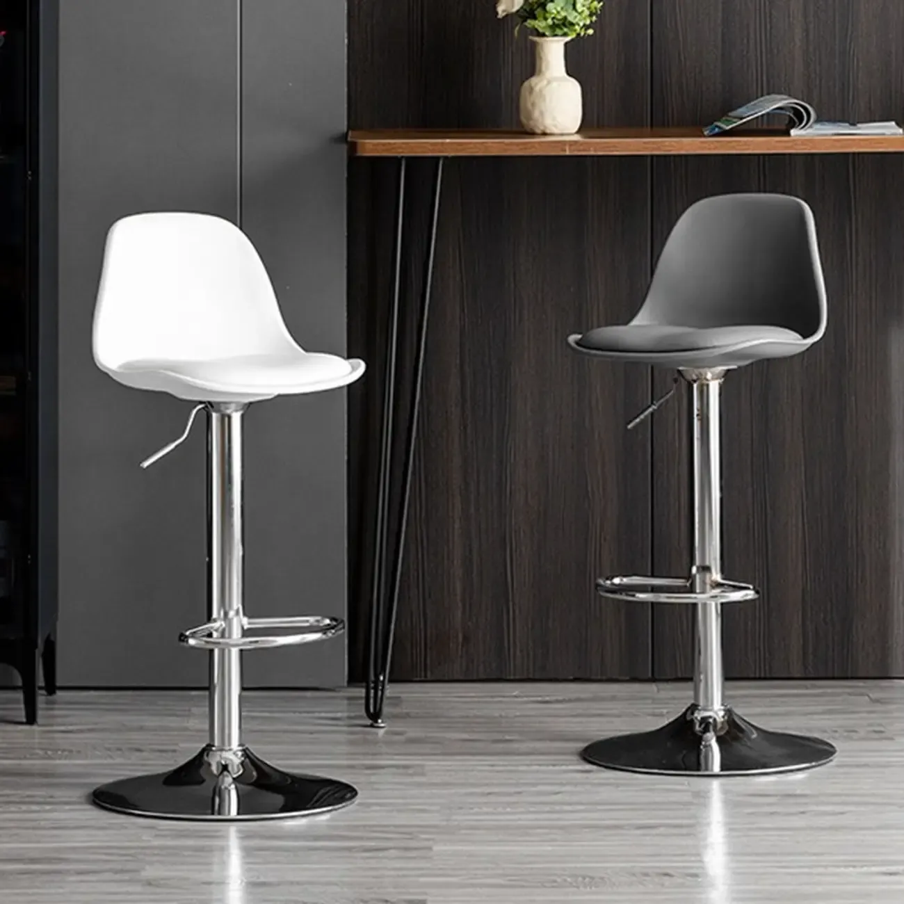 Kitchen Bucket Adjustable Plastic Swivel Bar Stools Image - 1