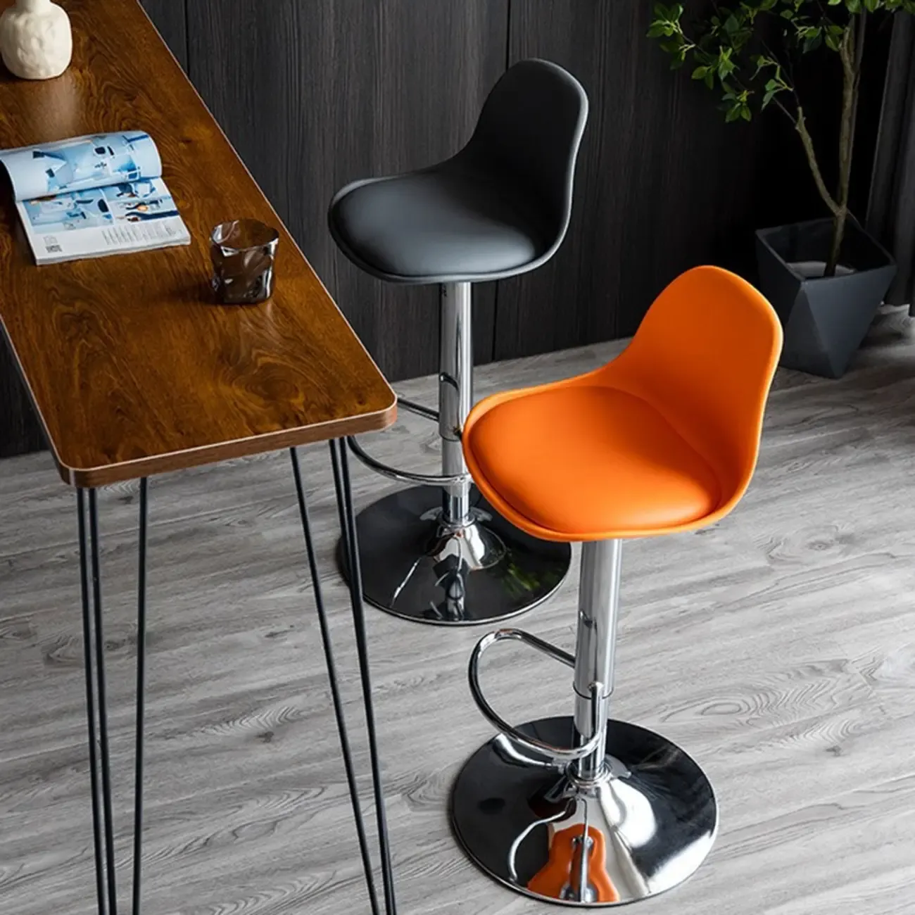 Kitchen Bucket Adjustable Plastic Swivel Bar Stools Image - 3