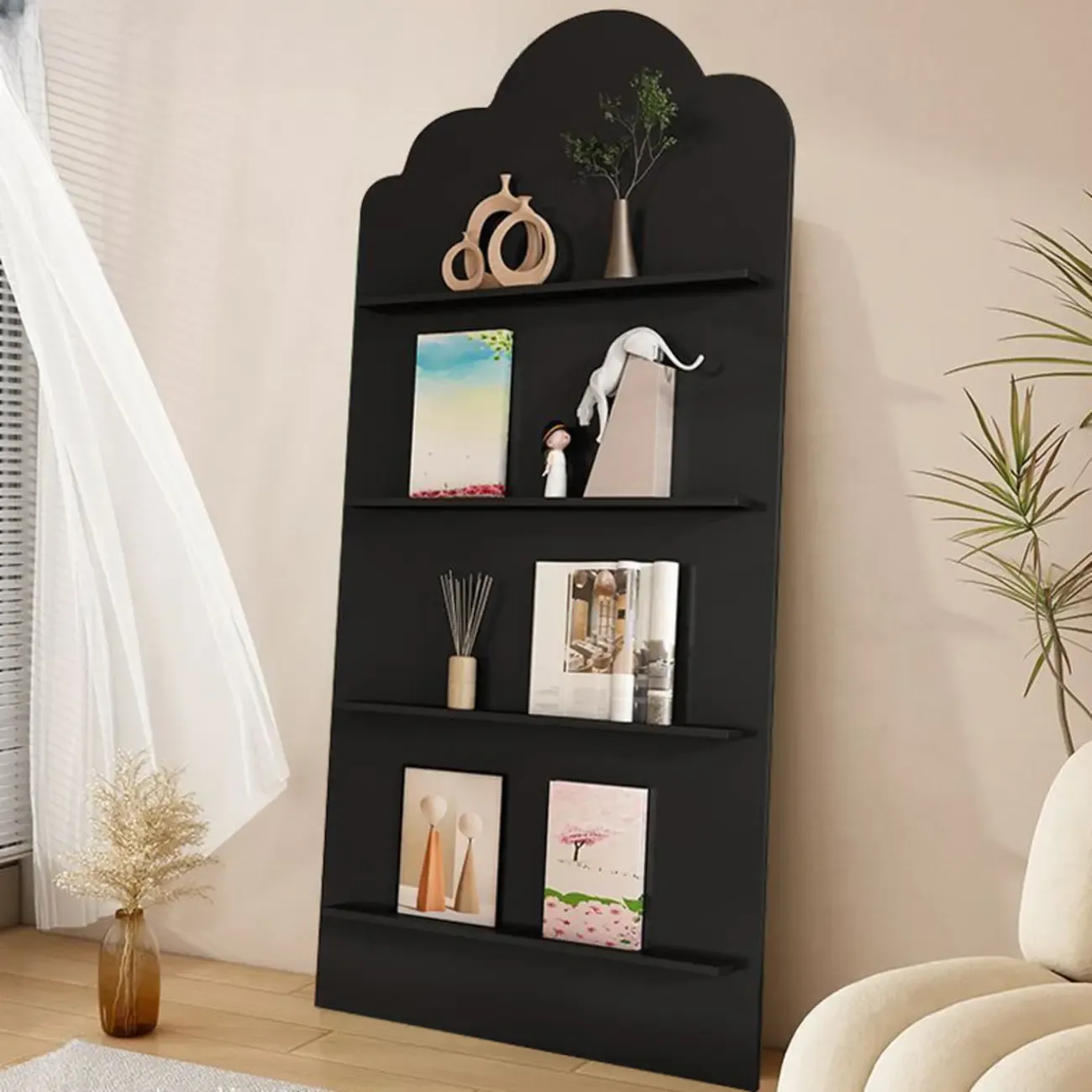 Brown Timber 3 Shelves Wood Bookcase Decorative Bookshelf Image - 6