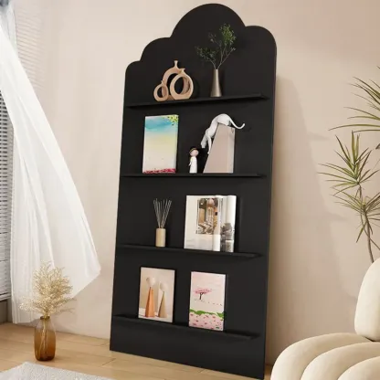 Brown Timber 3 Shelves Wood Bookcase Decorative Bookshelf Image - 6