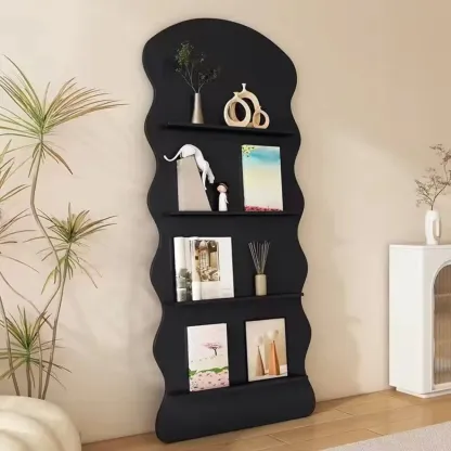 Brown Timber 3 Shelves Wood Bookcase Decorative Bookshelf Image - 7