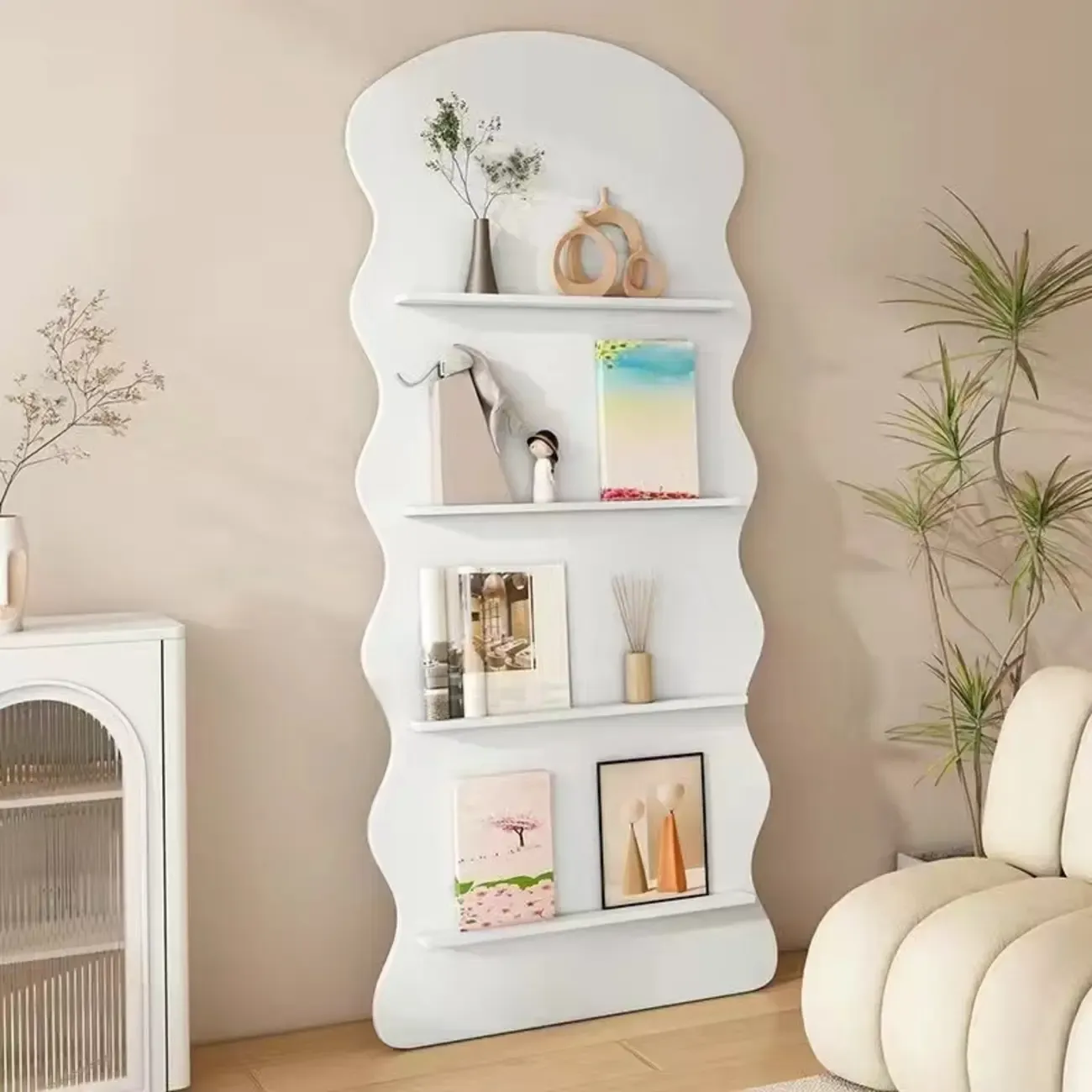 Brown Timber 3 Shelves Wood Bookcase Decorative Bookshelf Image - 5