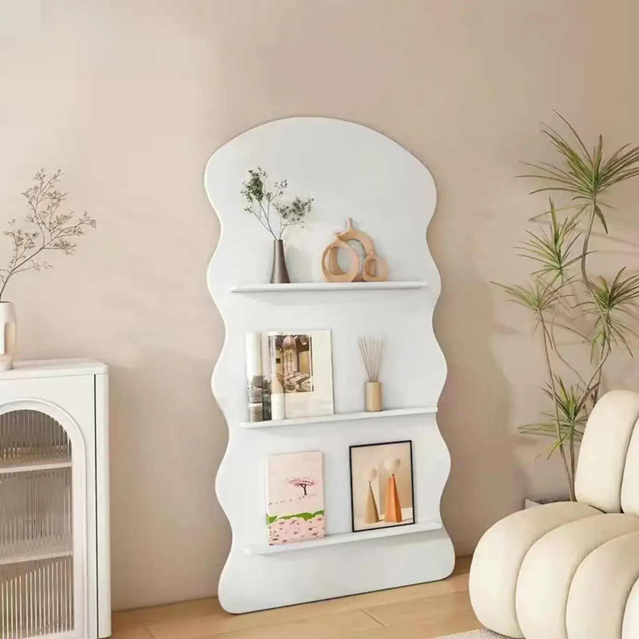 Brown Timber 3 Shelves Wood Bookcase Decorative Bookshelf Image - 2