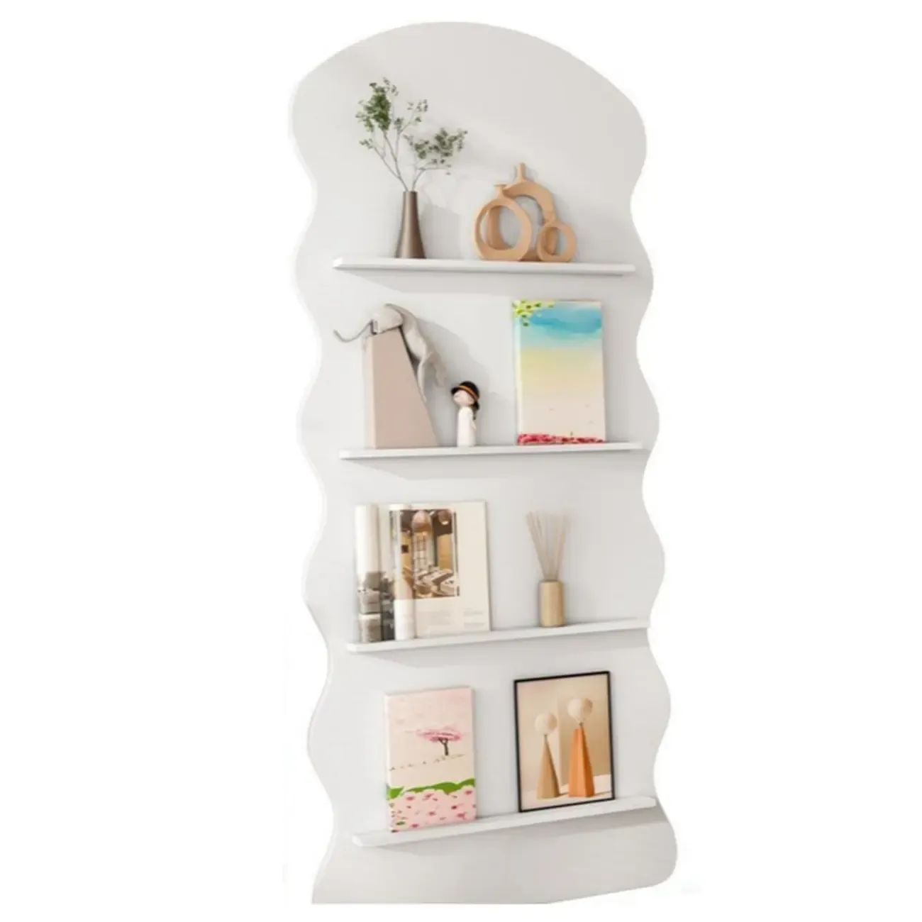 Brown Timber 3 Shelves Wood Bookcase Decorative Bookshelf Image - 9