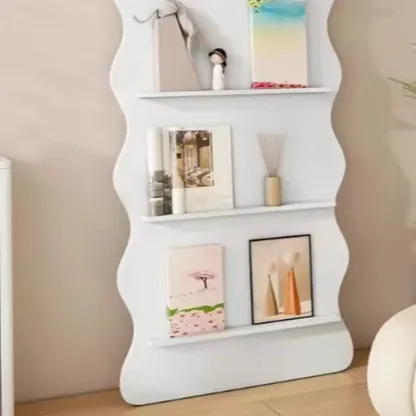 Brown Timber 3 Shelves Wood Bookcase Decorative Bookshelf Image - 11