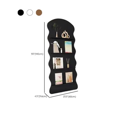 Brown Timber 3 Shelves Wood Bookcase Decorative Bookshelf Image - 14