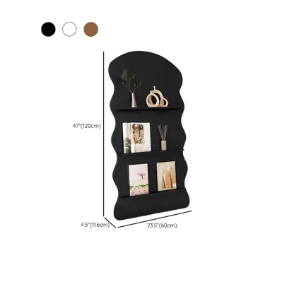 Brown Timber 3 Shelves Wood Bookcase Decorative Bookshelf Image - 15