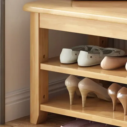 Simple Rectangular Solid Color Storage Entryway Bench Image - 6