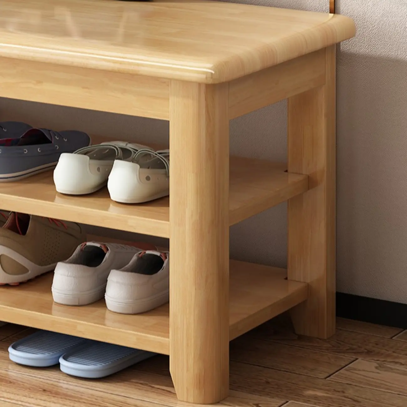 Simple Rectangular Solid Color Storage Entryway Bench Image - 8 | homeyfad