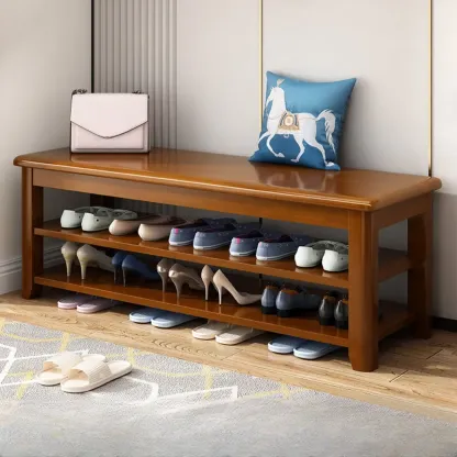 Simple Rectangular Solid Color Storage Entryway Bench Image - 13