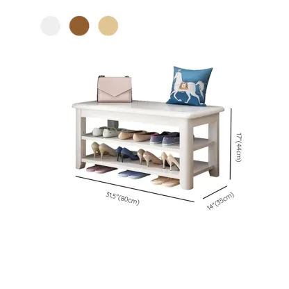 Simple Rectangular Solid Color Storage Entryway Bench Image - 18