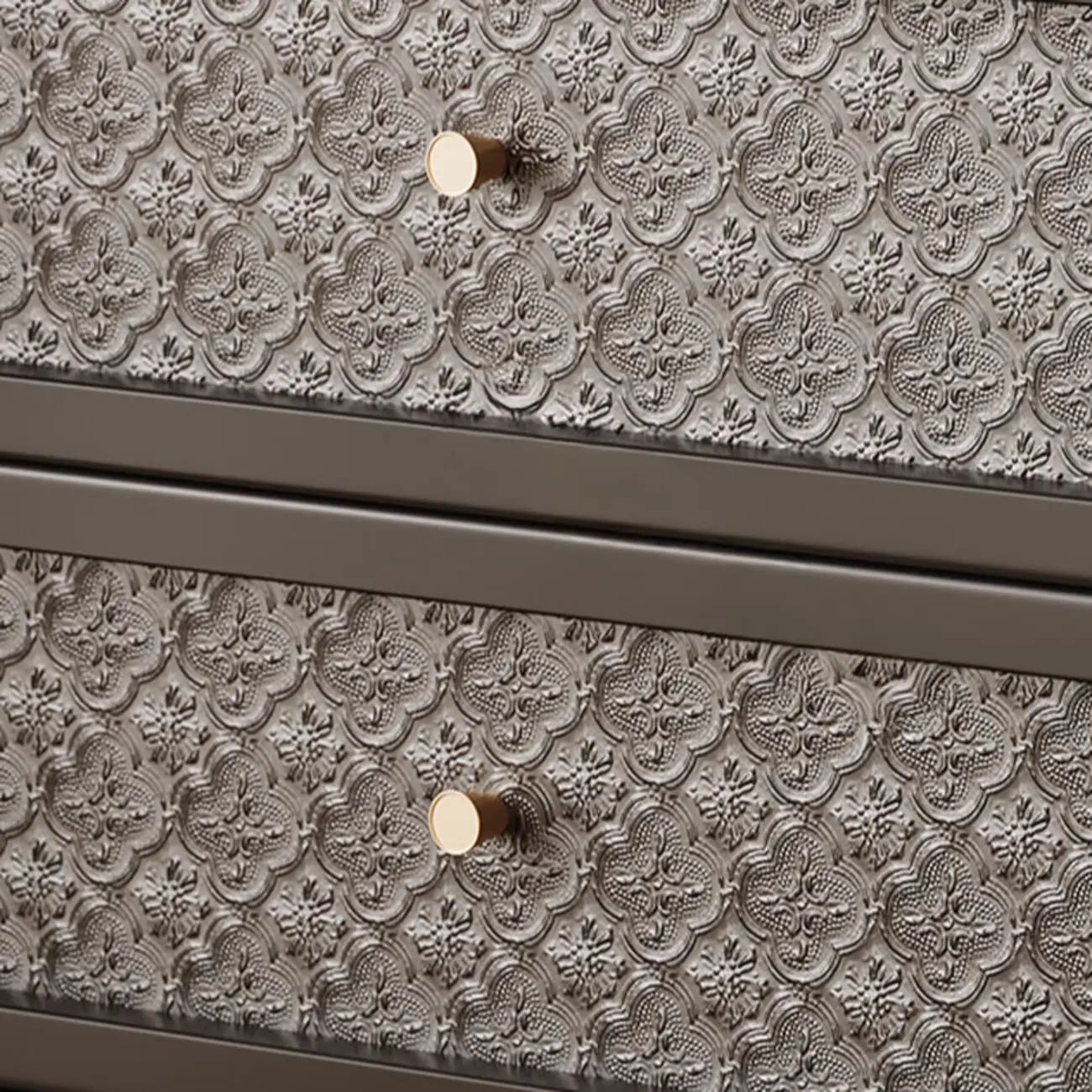 Vintage Solid Wood Patterned Finish Drawers Bedside Nightstand Image - 11 | homeyfad