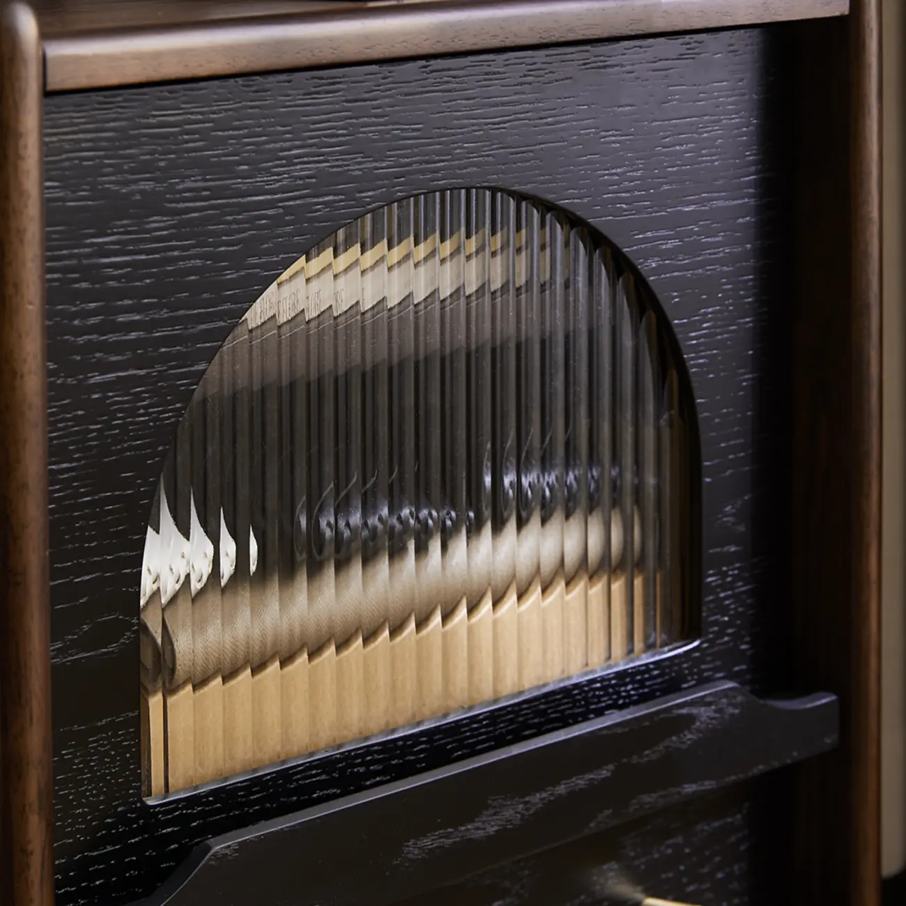 Bedroom Wood Walnut Glass Door Nightstand with Drawer Image - 10 | homeyfad