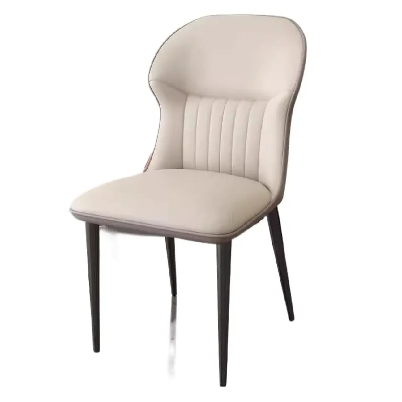 Modern Wingback Faux Leather Dining Chair with Metal Legs Image - 2 | homeyfad