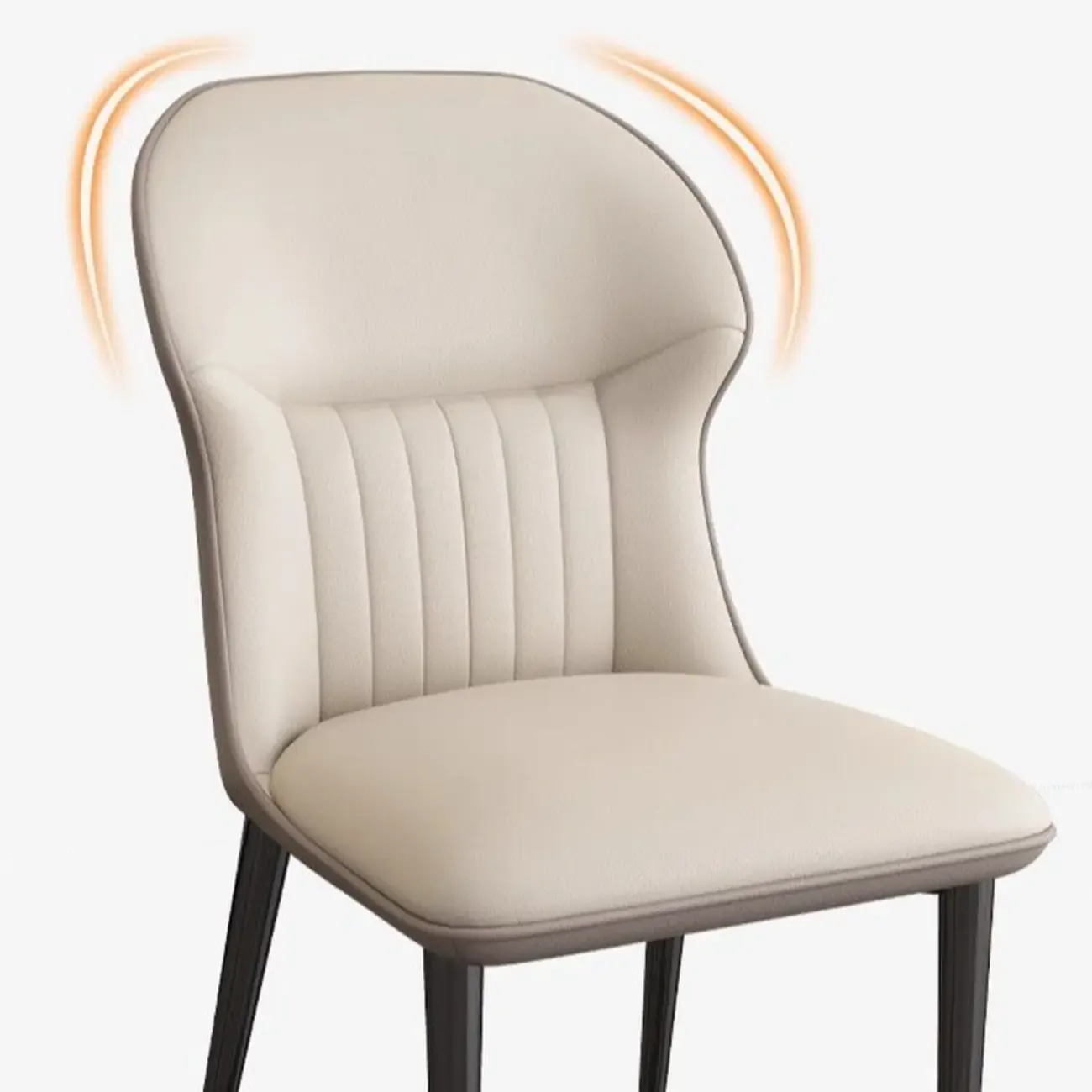 Modern Wingback Faux Leather Dining Chair with Metal Legs Image - 4