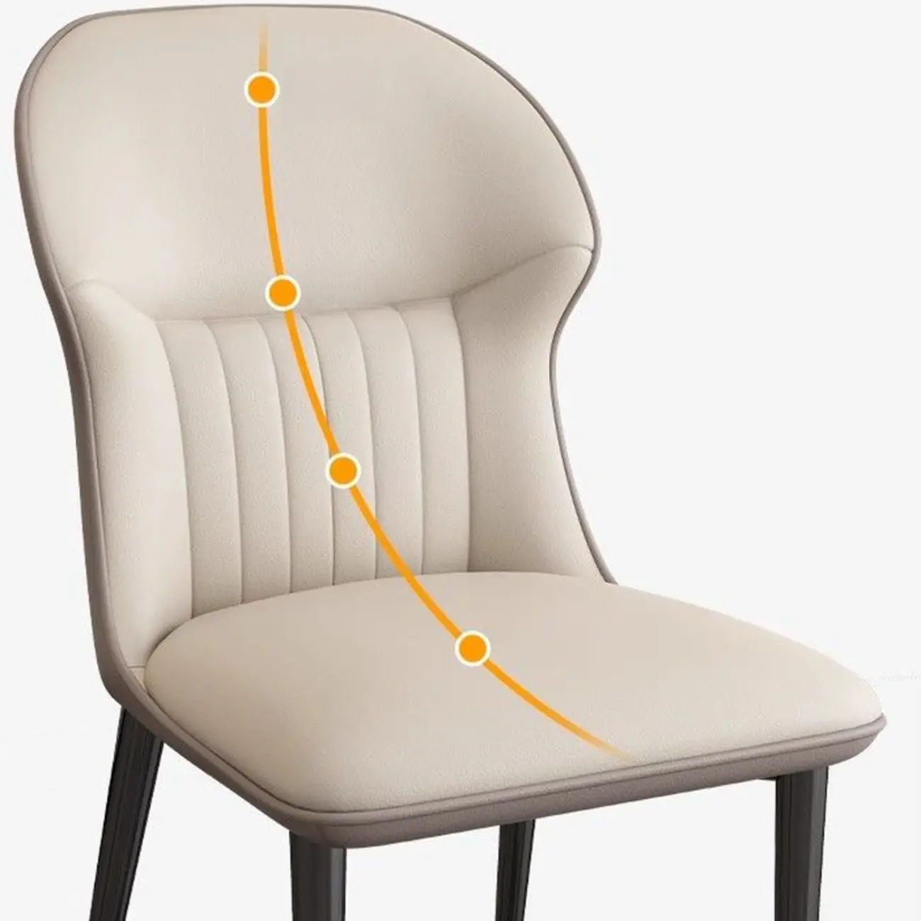 Modern Wingback Faux Leather Dining Chair with Metal Legs Image - 5 | homeyfad