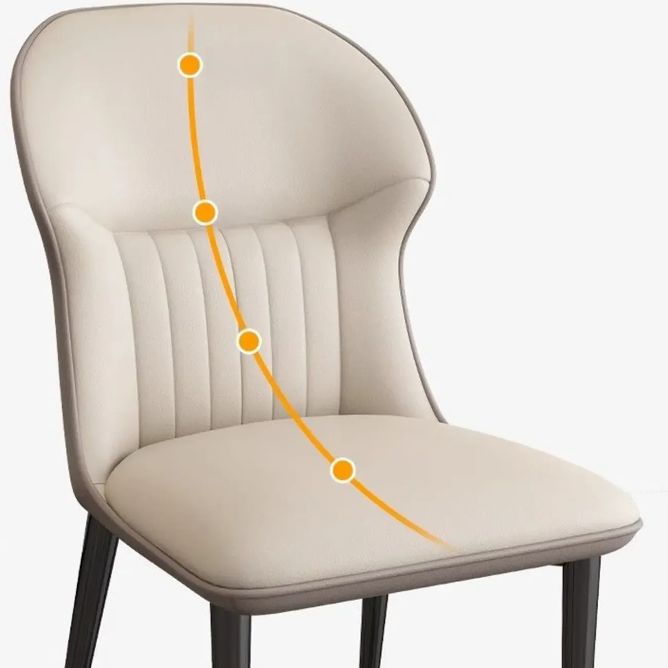 Modern Wingback Faux Leather Dining Chair with Metal Legs Image - 5