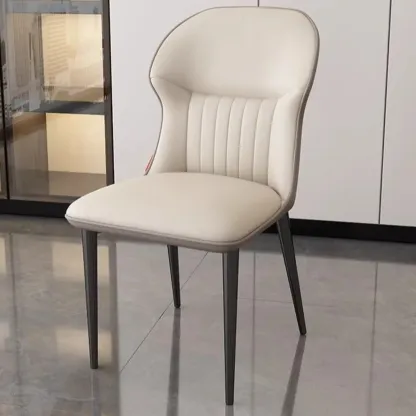 Modern Wingback Faux Leather Dining Chair with Metal Legs Image - 7