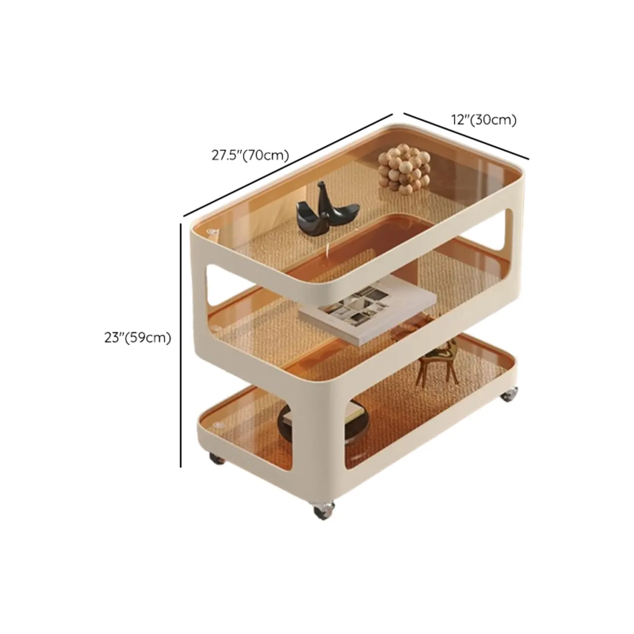 Unique 3-Tier Rotating White Corrugated Glass Metal Side Table Image - 18 | homeyfad