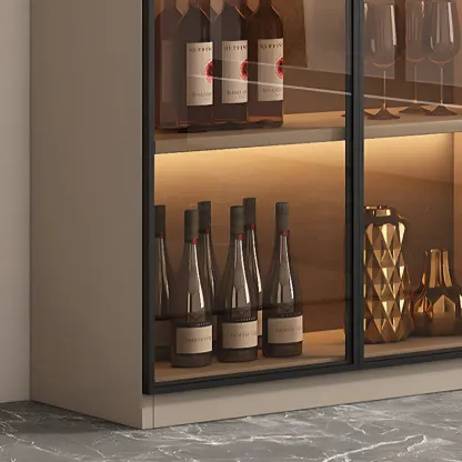 Tall Narrow Black Wood Display Cabinet with Light Image - 4