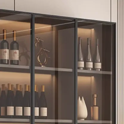 Tall Narrow Black Wood Display Cabinet with Light Image - 8