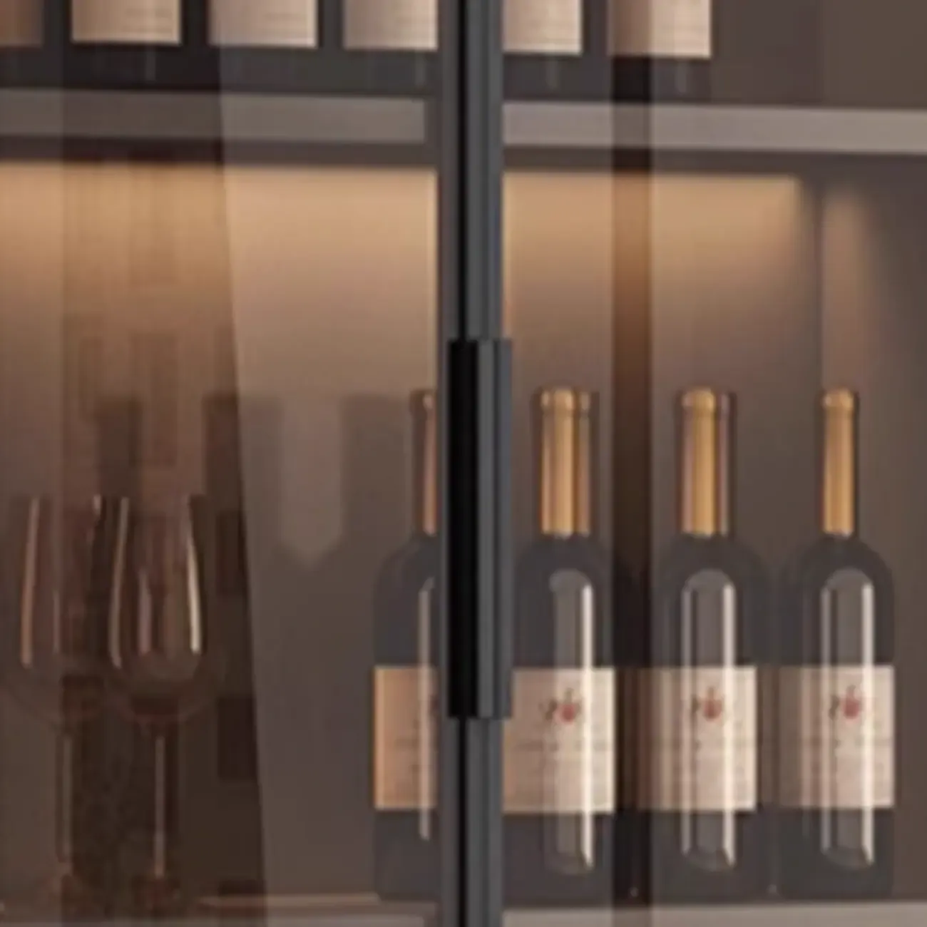 Tall Narrow Black Wood Display Cabinet with Light Image - 10