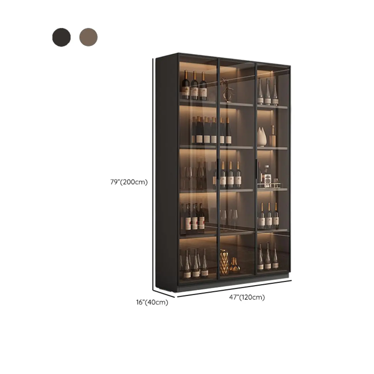 Tall Narrow Black Wood Display Cabinet with Light Image - 17 | homeyfad