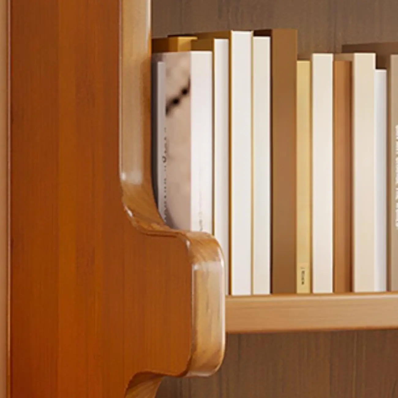 Modern Ladder Brown Wood Bookcase for Office Storage Image - 14 | homeyfad